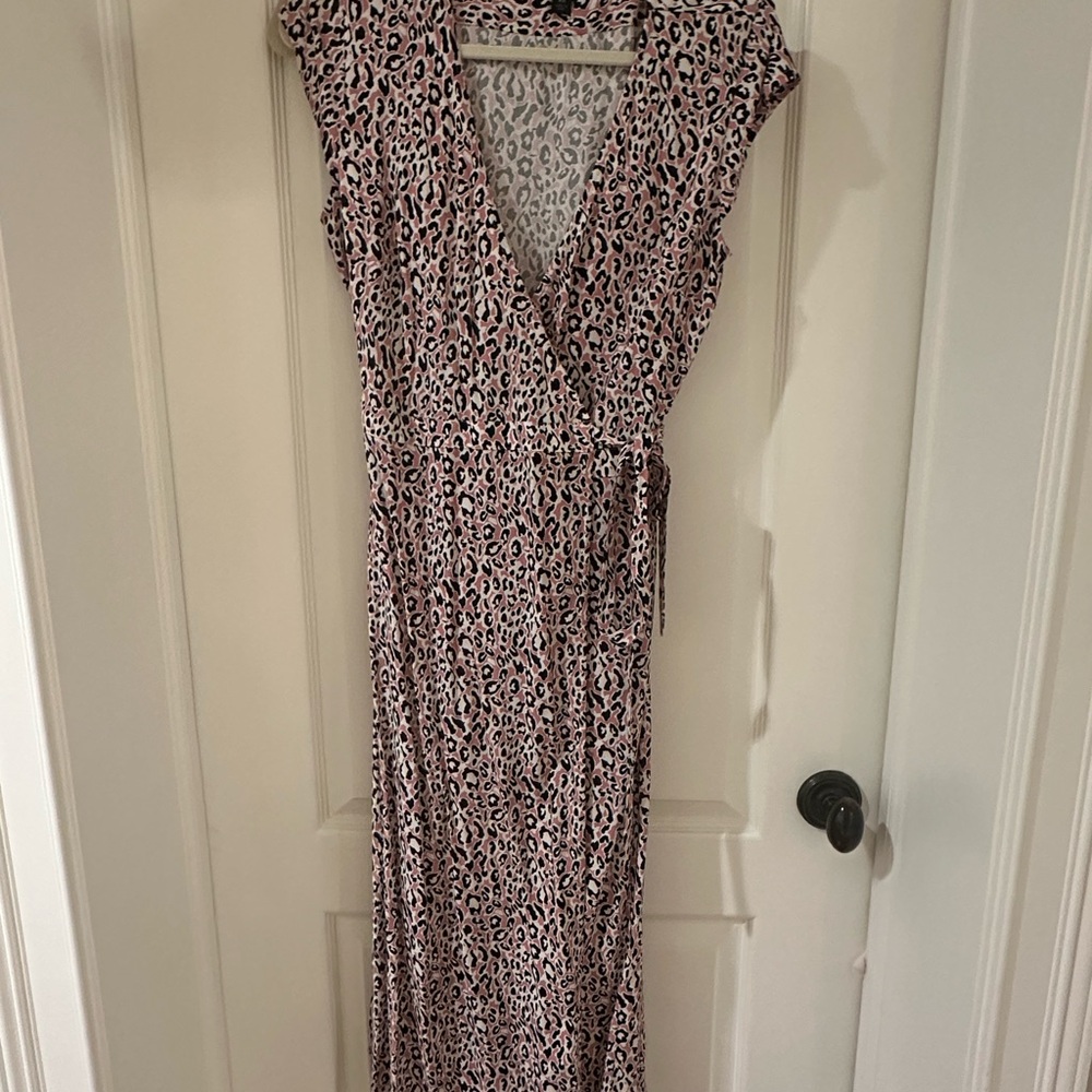 J Crew Pink Leopard Print Wrap Dress